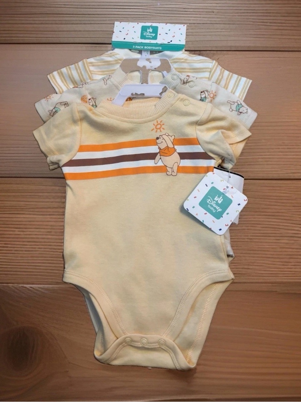 Disney Baby 3-Piece Winnie The Pooh Short Sleeve Bodysuit Set - 3/6 Months